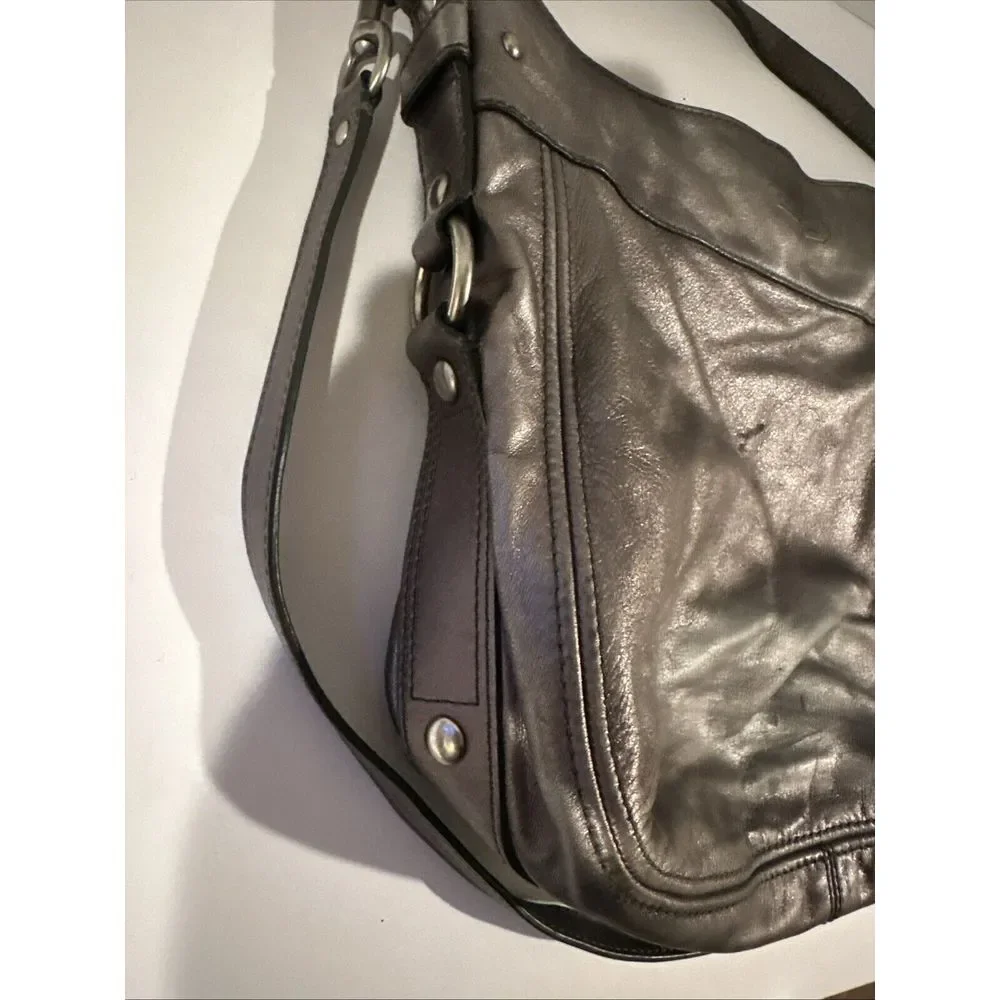 Coach‎ Women's Leather Zoe Convertible Shoulder ToCrossbody Hobo Bag Silver VTG